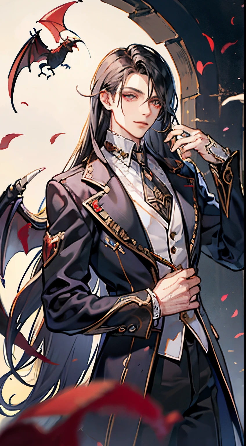 Personagem Castlevania Homem Lindo Bonito Humano e Vampiro roupas brancas com detalhes vermelhos cabelo curto Branco 4k perfeito Feiticeiro magias vermelhas fogo ao redor