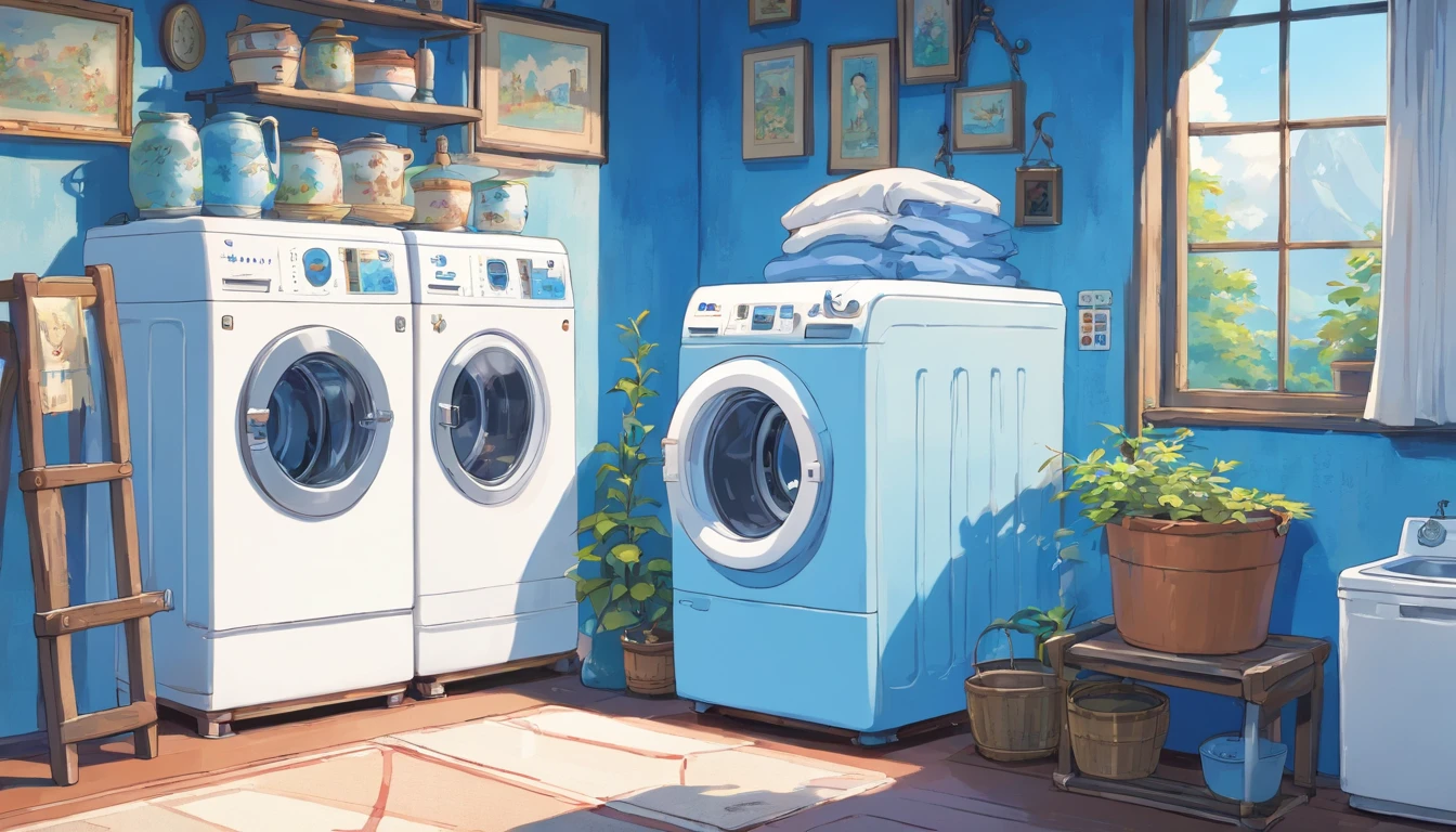 Blue and white porcelain washing machine