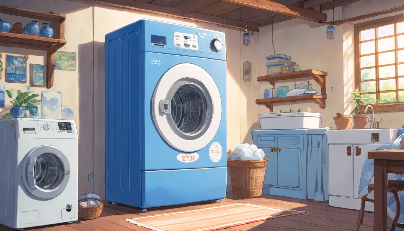 Blue and white porcelain washing machine