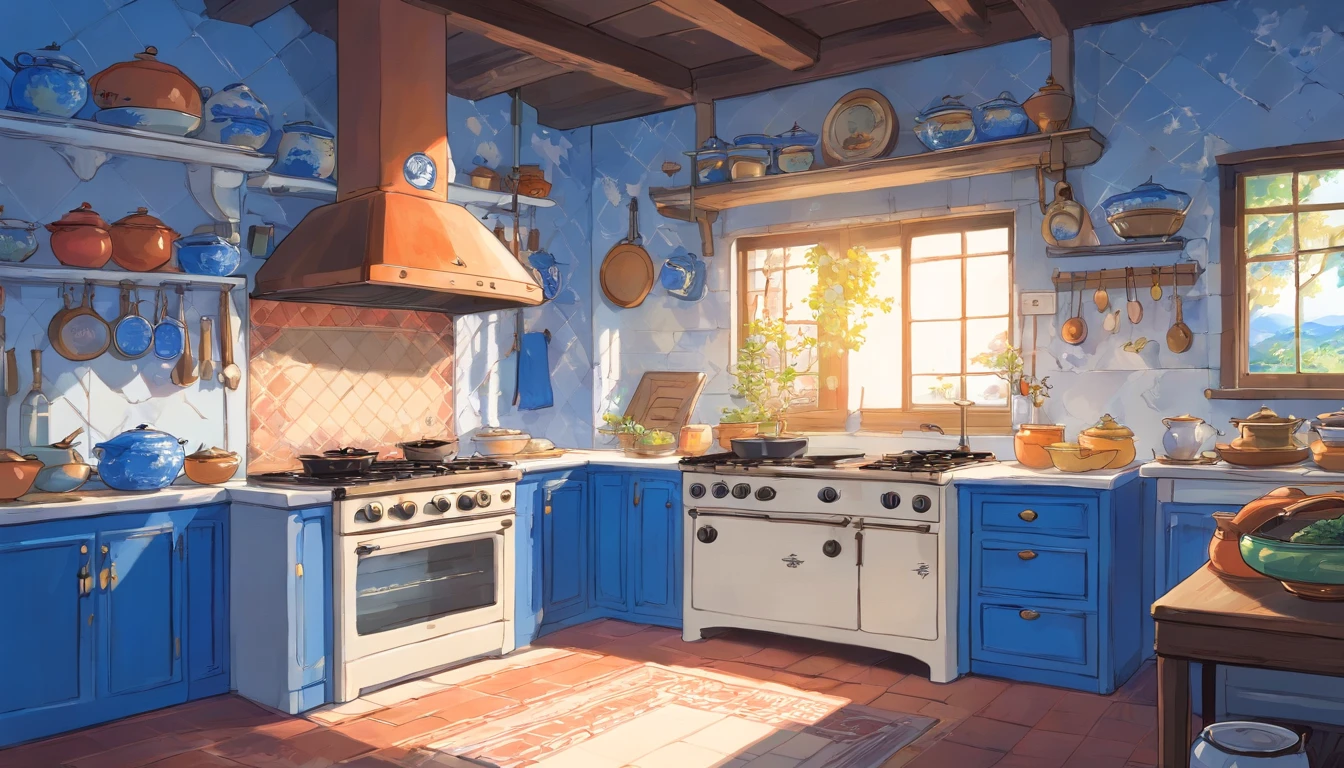 Blue and white porcelain oven