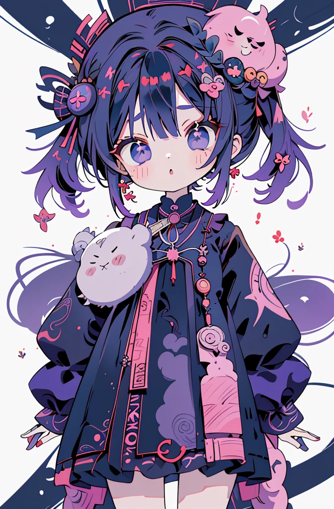 absurdos, alta resolução, (estilo anime:1.1), ((masutepiece)), ((best quality)), (ultra-detalhado), (Beautiful),beautiful face、(elevation),Longas、Estilo Azhiichigo,olhos grandes, linhas densas, mixing pattern,fofo,1. lo gothic, Standards Expansion、cabelo roxo claro、fita bonito、purple one piece clothes、um olho roxo、plano de fundo simples、fundo cinza、(((((1girl em、terno meu roxo、vestido bonito、vestido com uma grande fita rosa、vestido com fita rosa)))))(a parte superior do corpo、(((((uma menina )))))、((((Lori、filho mais novo))))、Gosic、{{{{{lo gothic、a parte superior do corpo}}}}}{{{{{{{{{{a parte superior do corpo}}}}}}}}}}{{{magia}}}, ({{{{{plano de fundo simples、cabelos fofos}}}}})medium format film camera, fundo naturalmente desfocado,