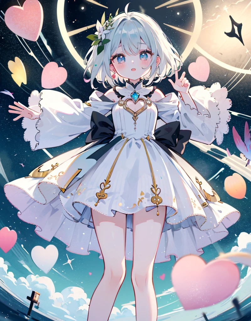 Estilo Azhiichigo，olhos grandes, linhas grossas, fofo,,Uekura.KoiKo,,parte superior do corpo,.\(Estilo\):Estilo kawaii,,..\(compositing\):\1girl,,..\(allure\): consistency,cara de,sorrir,cabelos ondulados,Cabelos escuros,olho carmesim,..\(garments\):,(Roupas com muitos babados, rendas e fitas:1.2),(estilo de cor pastel:1.1),hand on hip,Cara atrevida,roupas brancas e rosas,sapatos brancos e rosa,,..\(comportamento\):,..\(Location\): (Cercar,heart shaped gem, starry heart),,..\(qualidade\): best quality,master part,,.,