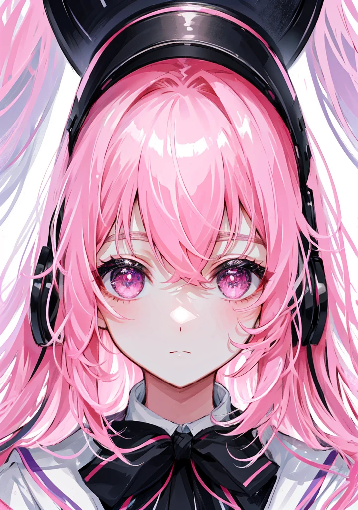 master part, best quality, ultra-detalhado, illustration, retrato, 1 cinta, preto_Hair, olhos cor-de-rosa,  cabelos longos,  Uniforme escolar,