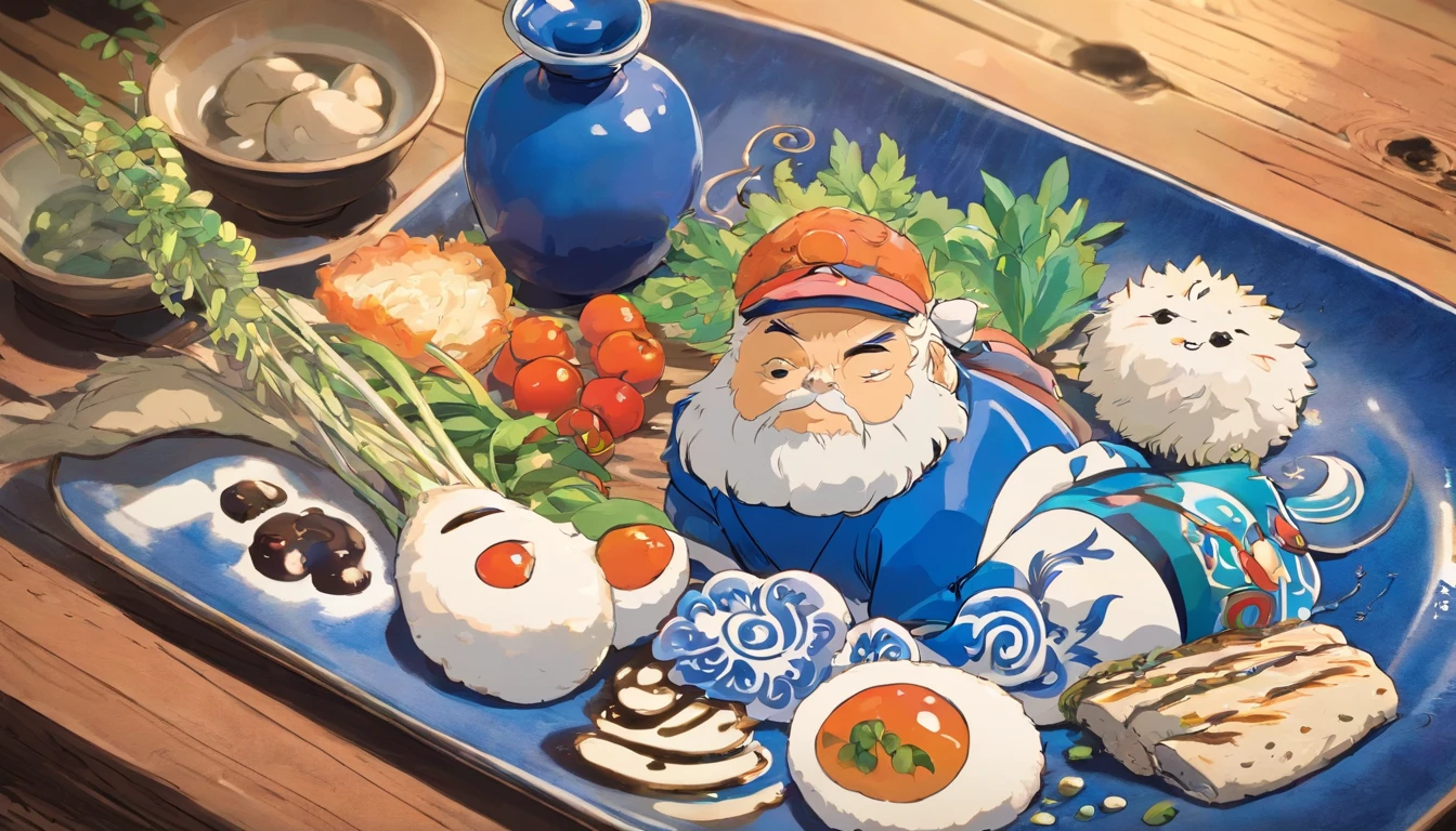 Blue and white porcelain soy sauce bottle