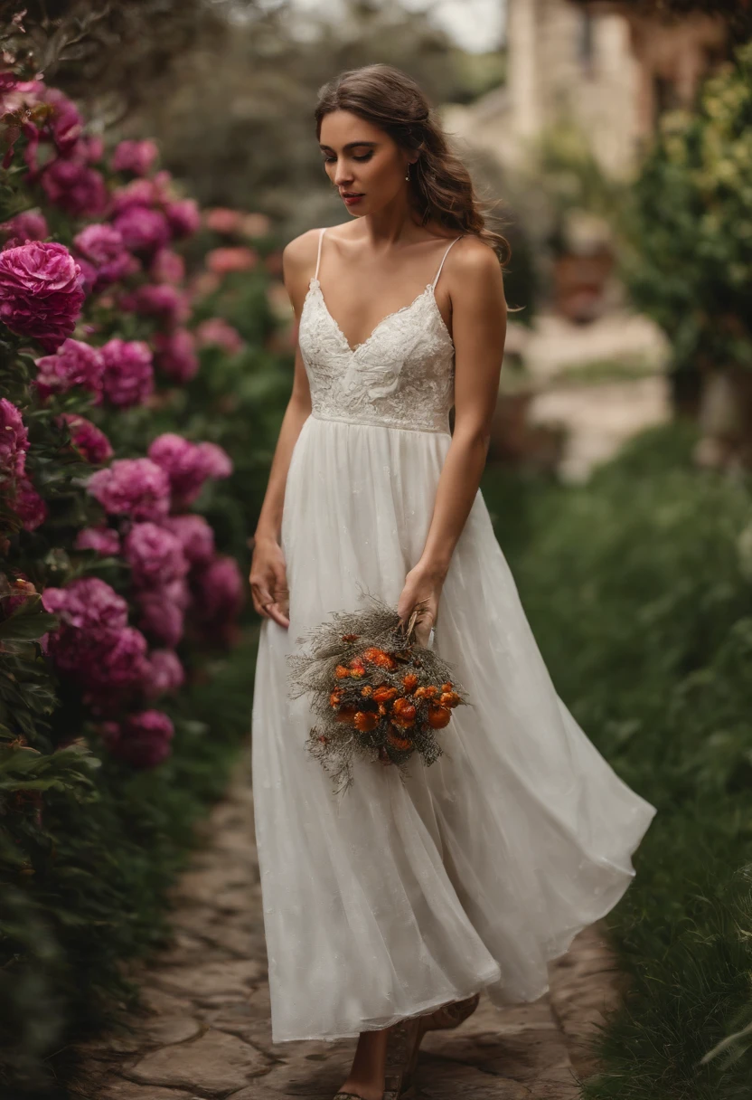 Mujer Araffe con un vestido blanco caminando por una calle, vestida con un vestido de flores, Llevar un vestido de verano, flirty, con un lindo vestido blanco, hermoso vestido sedoso, con un vestido elegante, Vestido de verano, Mujer linda, romantic dress, chica con un vestido, vestido de seda suave, vestido de seda, vestido abierto, vestido de flores, vestido florido