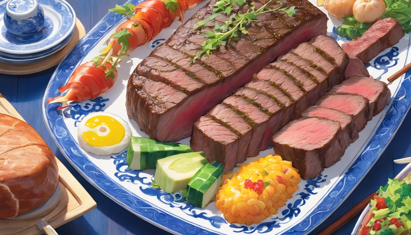 Blue and white porcelain beef