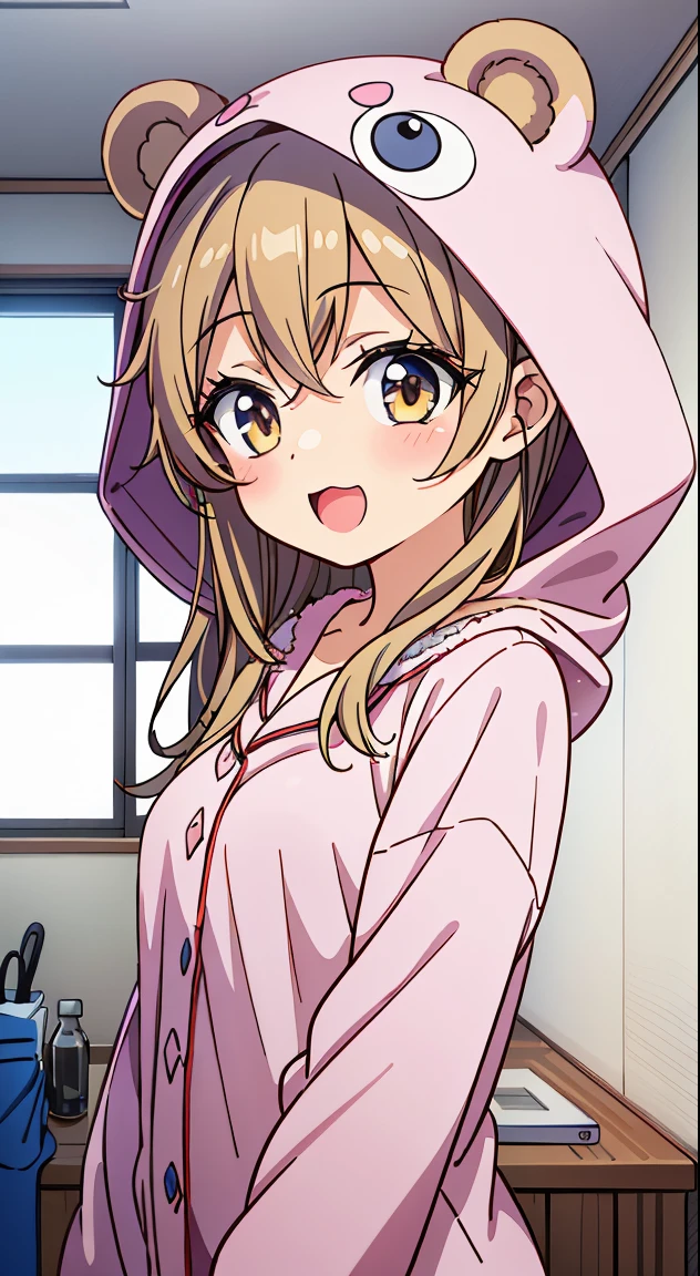 (((masutepiece, Rembrandt))), (Best Quality, photographrealistic, Hyper realistic, superfine illustration, 超A high resolution, Extremely detailed, Realistic background, Detailed background, Large_filesize:1.2), 

BREAK,



1girl in, (Cute:1.5),(Chibi:0.5),(kawaii:2.0),(Lori:2.0),(7 year old girl),(Solo:1.65),BREAK, (flat chest:1.2,), Clear skin, Beautiful skin, Shy, One Beautiful Girl,(Hair Bow, reddish brown hair, Twin-tailed:1.2), (Brown eyes, long eyelashes, Double eyelids: 1.2), Shiny skin, gleaming skin,Clear skin, Beautiful skin,( A smile:1.5), Solo,gleaming skin, Clear skin, Beautiful skin(best quality face),(Top quality glowing eyes),  Sleepy face, BREAK (Pink Theme:1.4), (Vivid colors:1.3), (bear ears hooded pajamas:1.45), hugging a teddy bear, Sparkle effect, random colored petals, Many petals, Fluttering petals, prismatic effects,

BREAK,(morning), inside in room,Gothic bedroom, a canopy bed,huge window,naked girl poster,coke,on  back, tusk, Open mouth, Looking away,depth of fields,

 BREAK,wakame,wakame,wakame,(Cowboy Shot:1.4), 

BREAK,(Blurry background:1.3),(absurderes, hight resolution, Super Detail Art),cel shading,Clear Color, Lonely optical effect, Beautiful pictures, Bright glow, mystic atmosphere,(Close-up of girl:1.1), Mystical light particle effect,manga influence, clean line drawings,