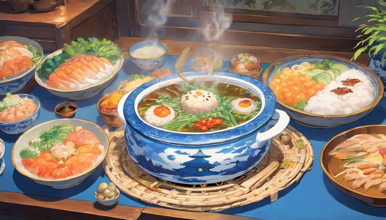 Blue and white porcelain hot pot