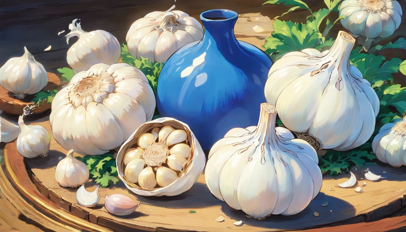Blue and white porcelain garlic