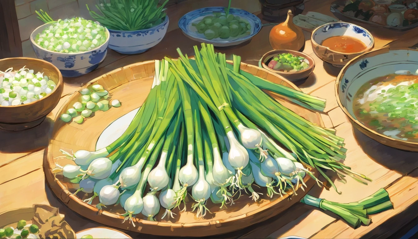 Blue and white porcelain green onions