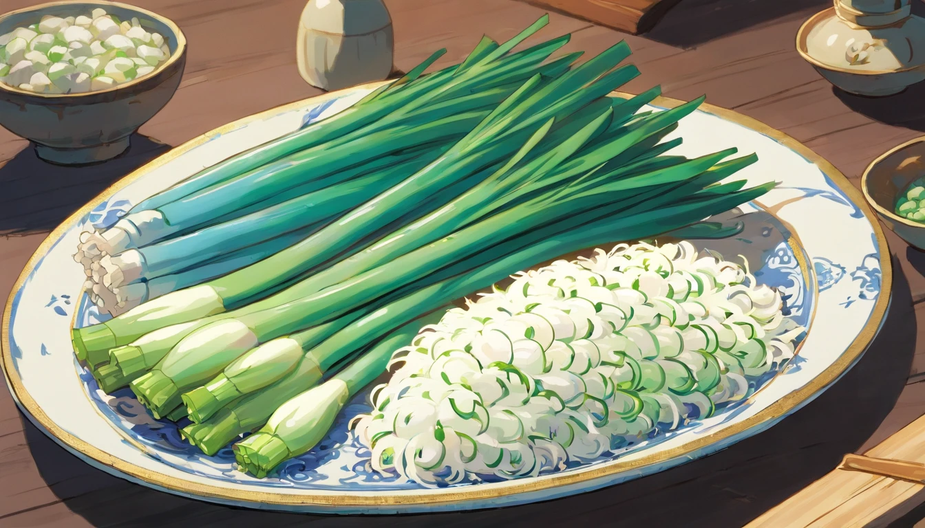 Blue and white porcelain green onions