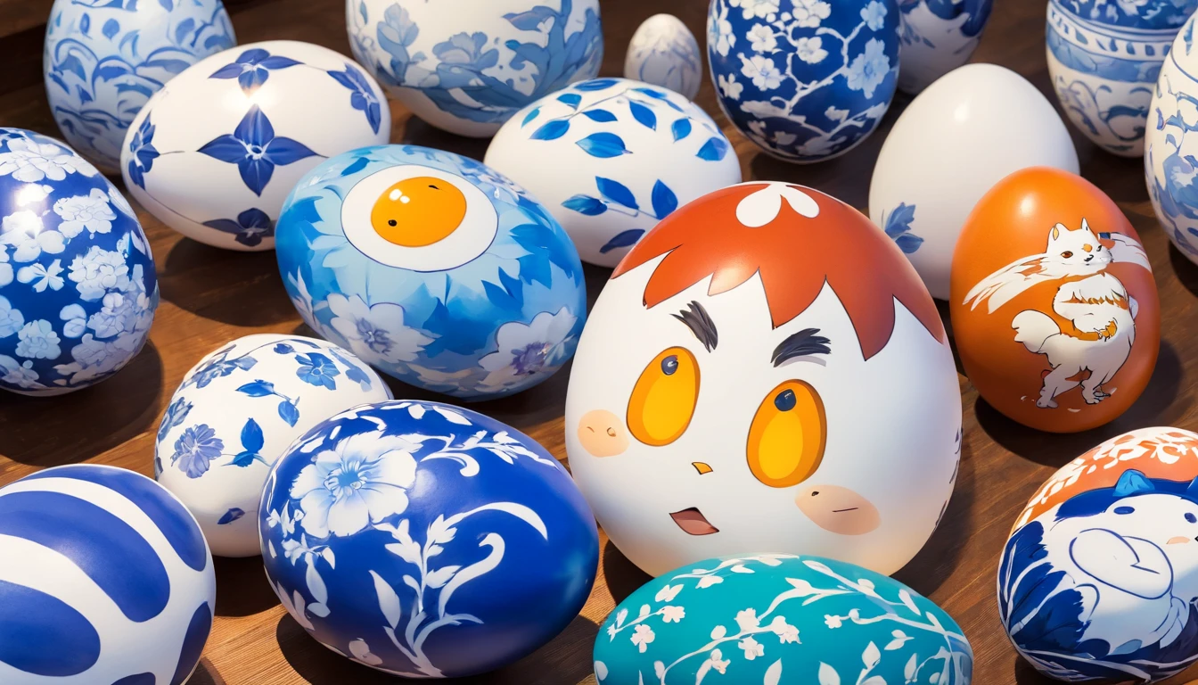 Blue and white porcelain eggs