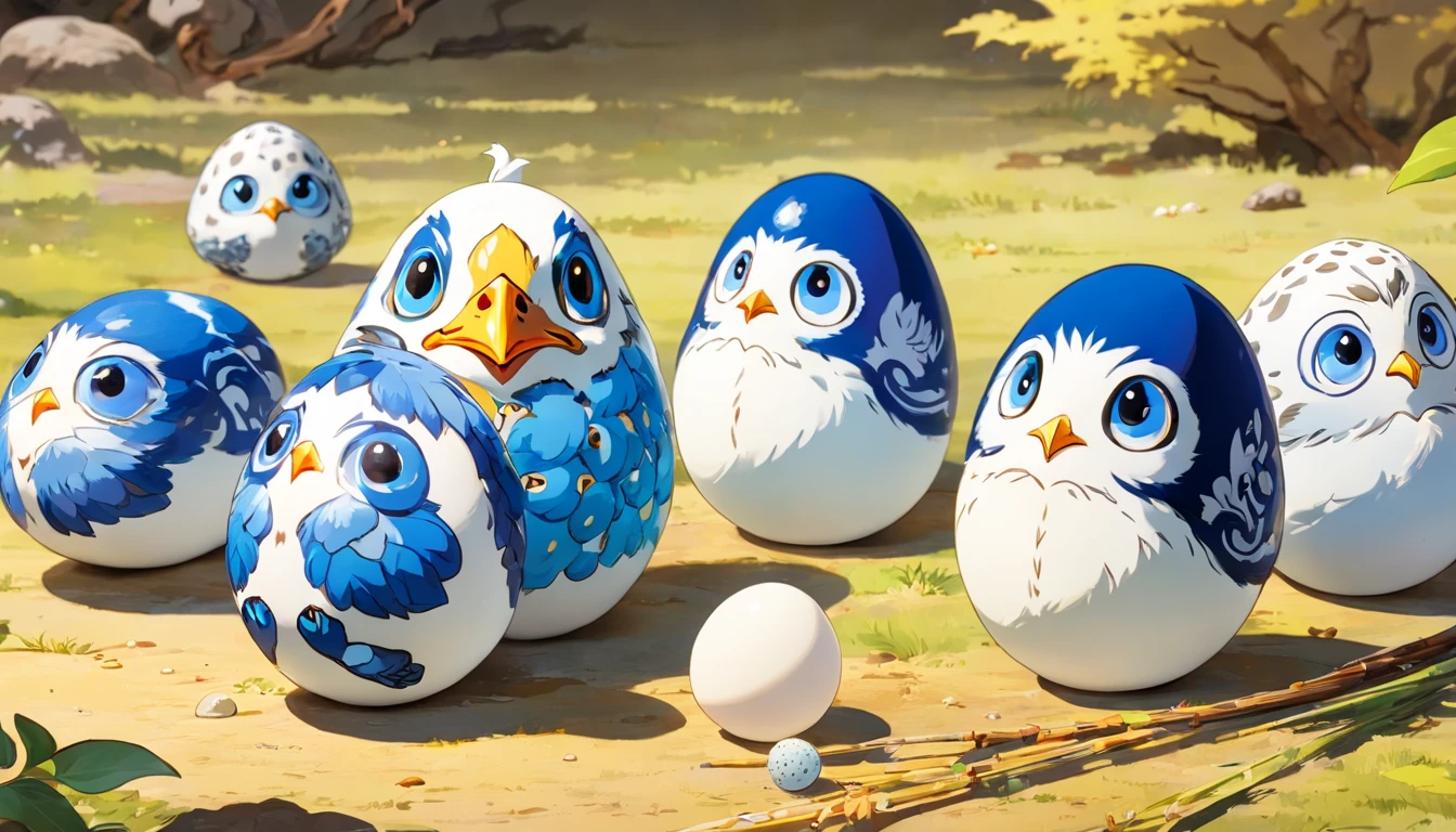 Blue and white porcelain quail eggs
