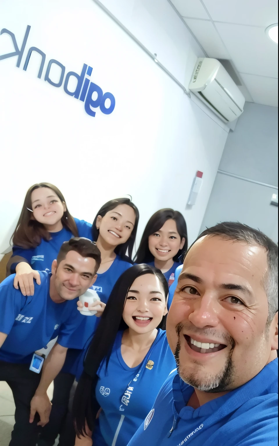 Grupo de pessoas com camisas azuis posando para uma foto, caneca : :, Assumido em Go Pro Hero8, Torne-se profissional, Fotografia GoPro, In Sao Paulo, Tiro em GoPro9, Capturado no iPhone, bispo do rosario, foto selfie, Foto POV, description, foto de grupo, No logo!!!, selfie shot straight on angle, GoPro Shot, UHQ