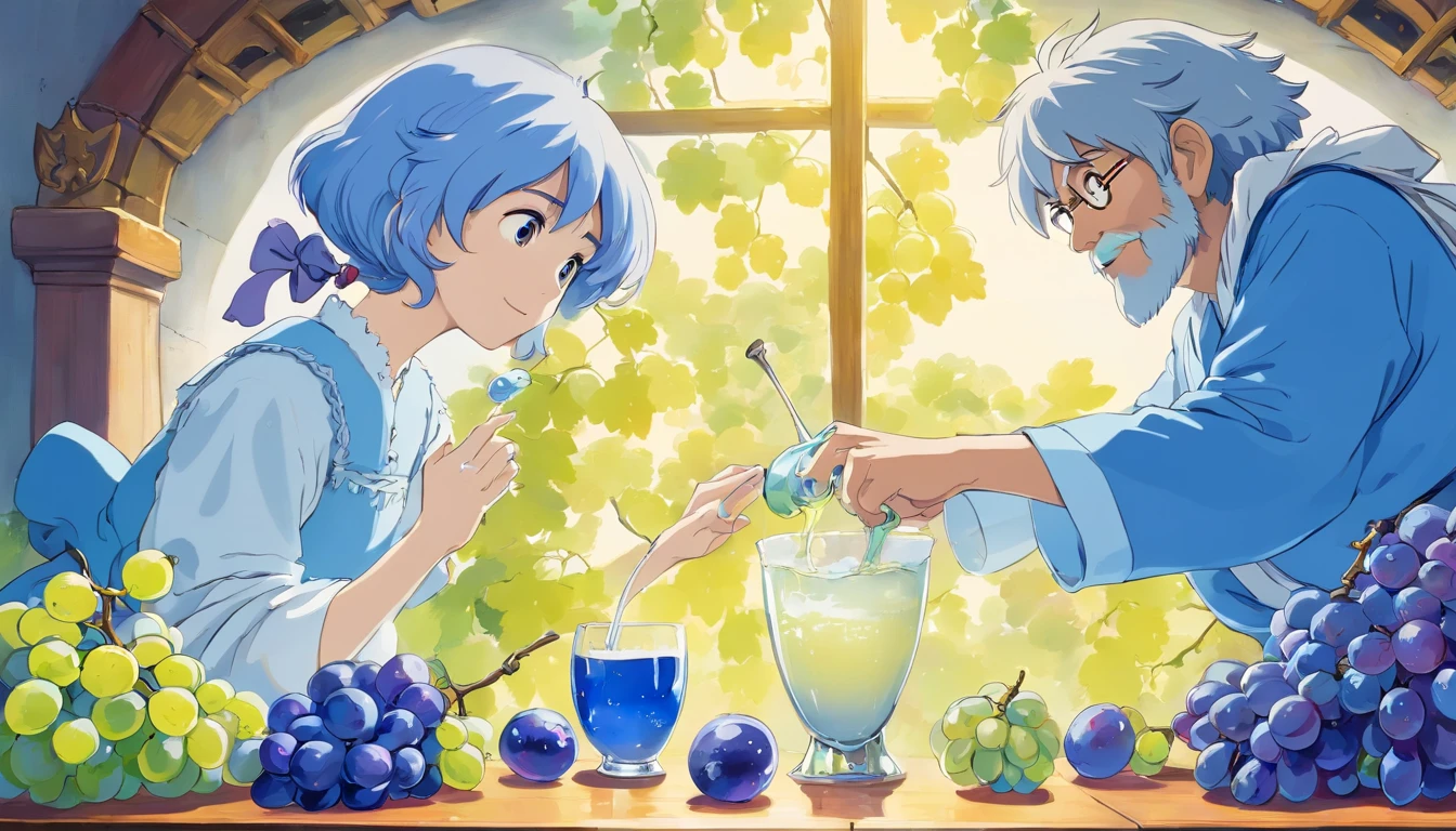 Blue and white porcelain grape juice