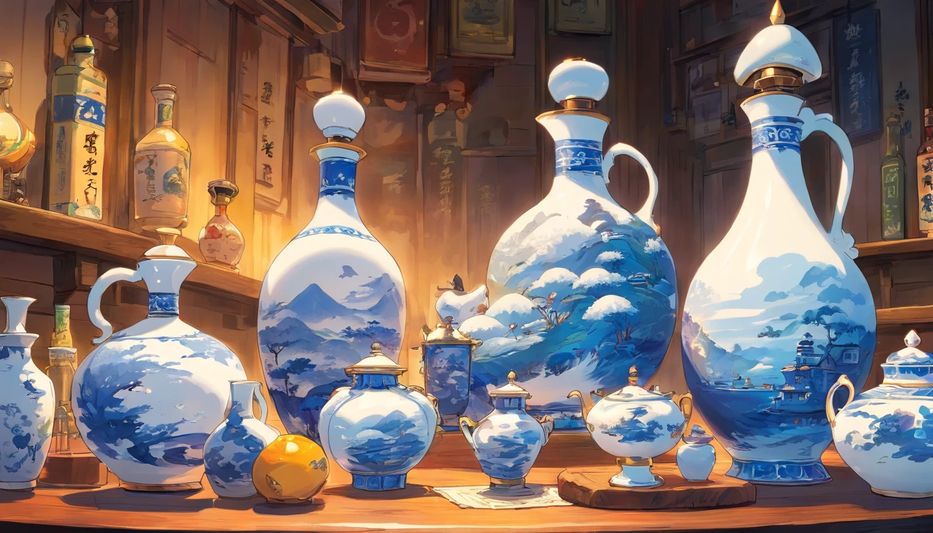 blue and white porcelain liquor