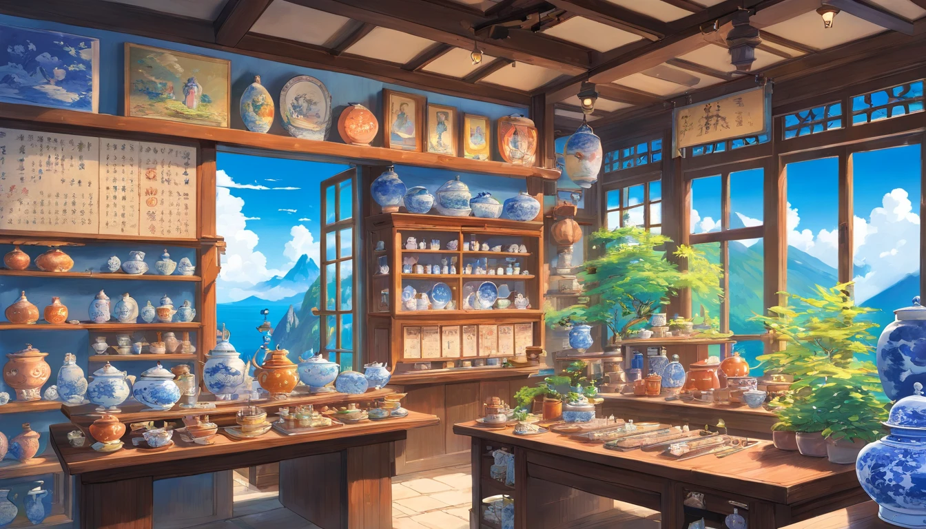 Blue and white porcelain painting studio