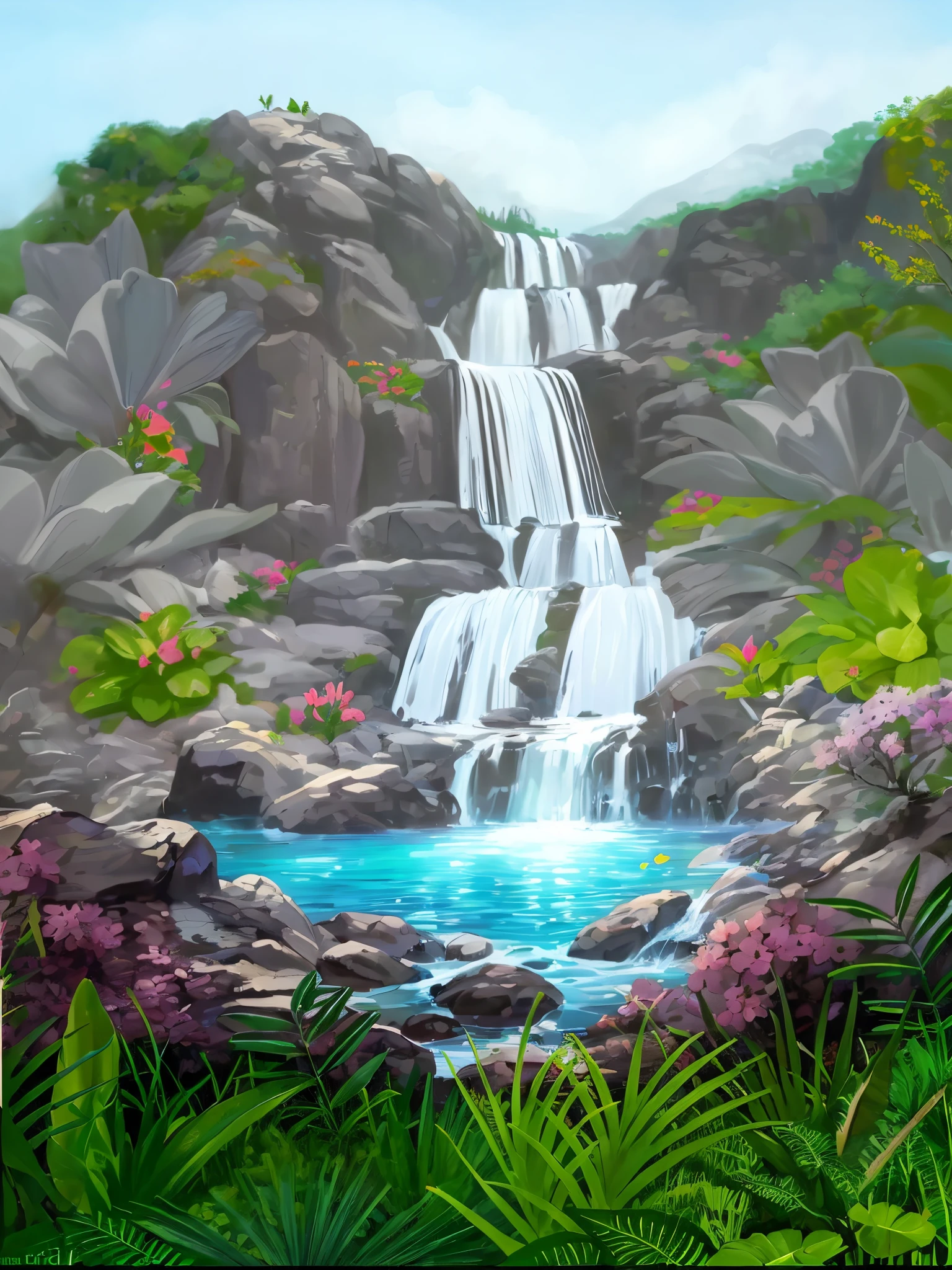 masterpiece, best quality, high quality, extremely detailed cg unity 8k wallpaper, an extremely colorful and purely fantasy environment with vibrant hues and a bright sky, landscape of bright green grass, colorful trees, glittering fruits, and bright blue flowers. the streams are a deep shade of blue, and the air is filled with sweet exotic scents. the environment appears to be taken out of a dream, with luminescent butterflies and giant colorful birds flying around, award winning photography, bokeh, depth of field, hdr, bloom, chromatic aberration ,photorealistic,extremely detailed, trending on artstation, trending on cgsociety, intricate, high detail, dramatic, art by midjourney