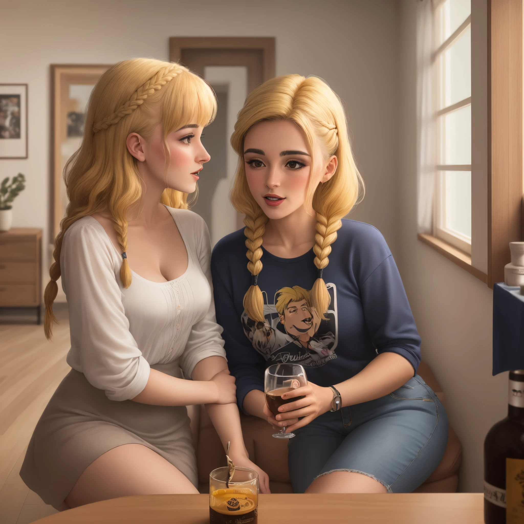 top-quality, masterpiece, Female students at Hogwarts School of Witchcraft and Wizardry(lesbian couple sex), Blonde Bob Hair, plein air, borgar,tiny chest,lean body,very slender legs,fullnude,Oral sex while lying on the bed,French Kissing,Intense Sex,Scream