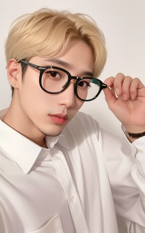Imagen arafed de un hombre con gafas en la cara., Cai Xukun, con gafas negras, Jung Jaehyun, ( ( anteojos ) ), con gafas, con gafas cuadradas, Hyung Tae, Yanjun Chengt, Retrato de Kpop Idol, usar gafas cuadradas, Foto de perfil de la foto de cabeza, JIA, Jinyoung Shin, wearing small round glasses
