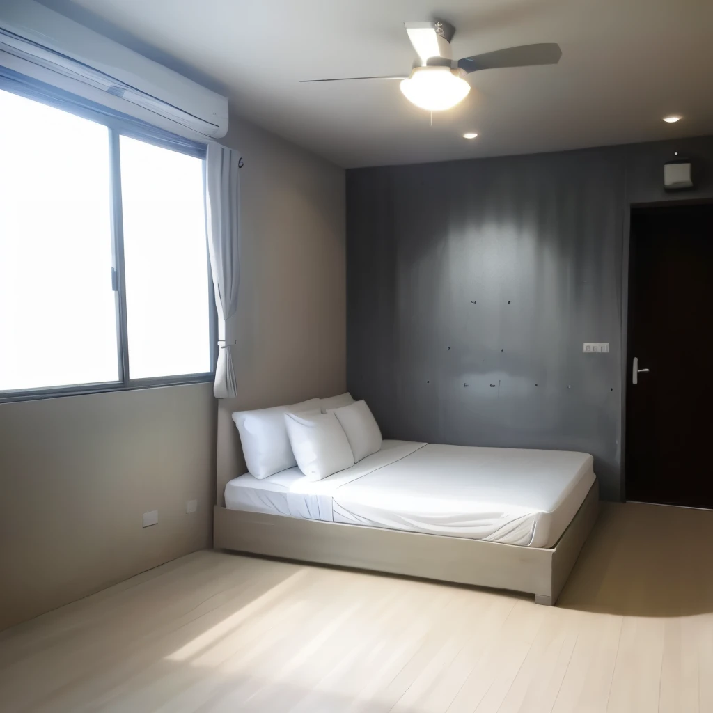 Studio Apartment、concrete wall、White Room、Shading、white flooring