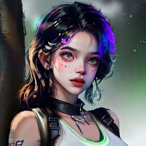 Fortnite skin with black hair and green eyes