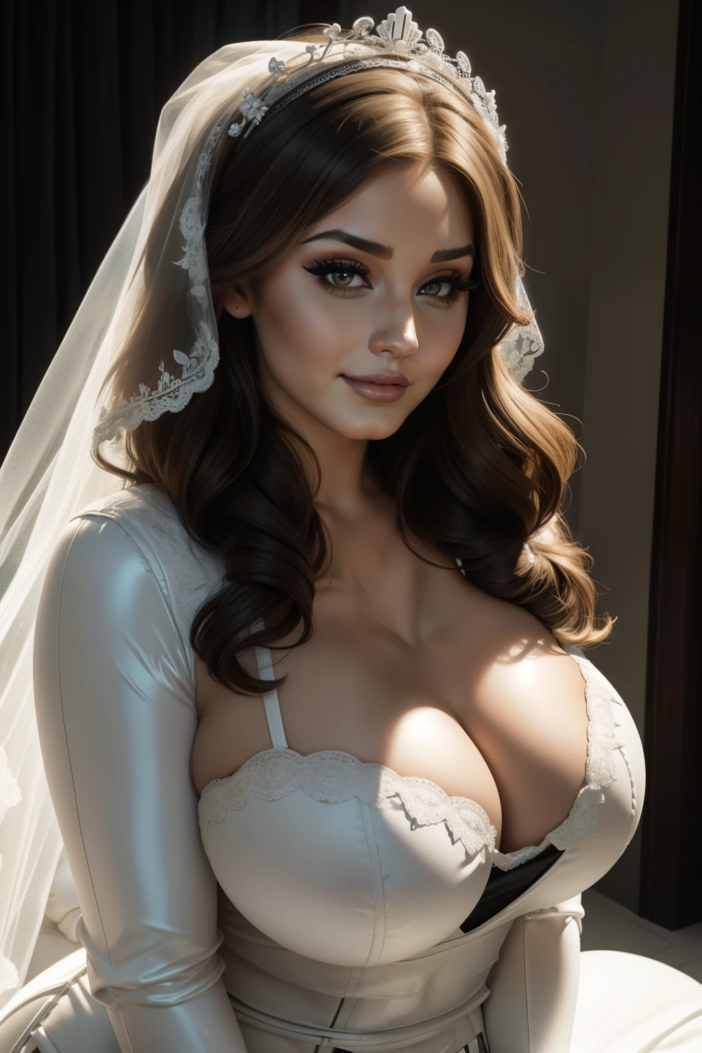 Lucy Pinder, smiling, voluptuous, ((Very intense makeup)), ADELE, stormtrooper, bride, chubby woman, Vanessa Hudgens