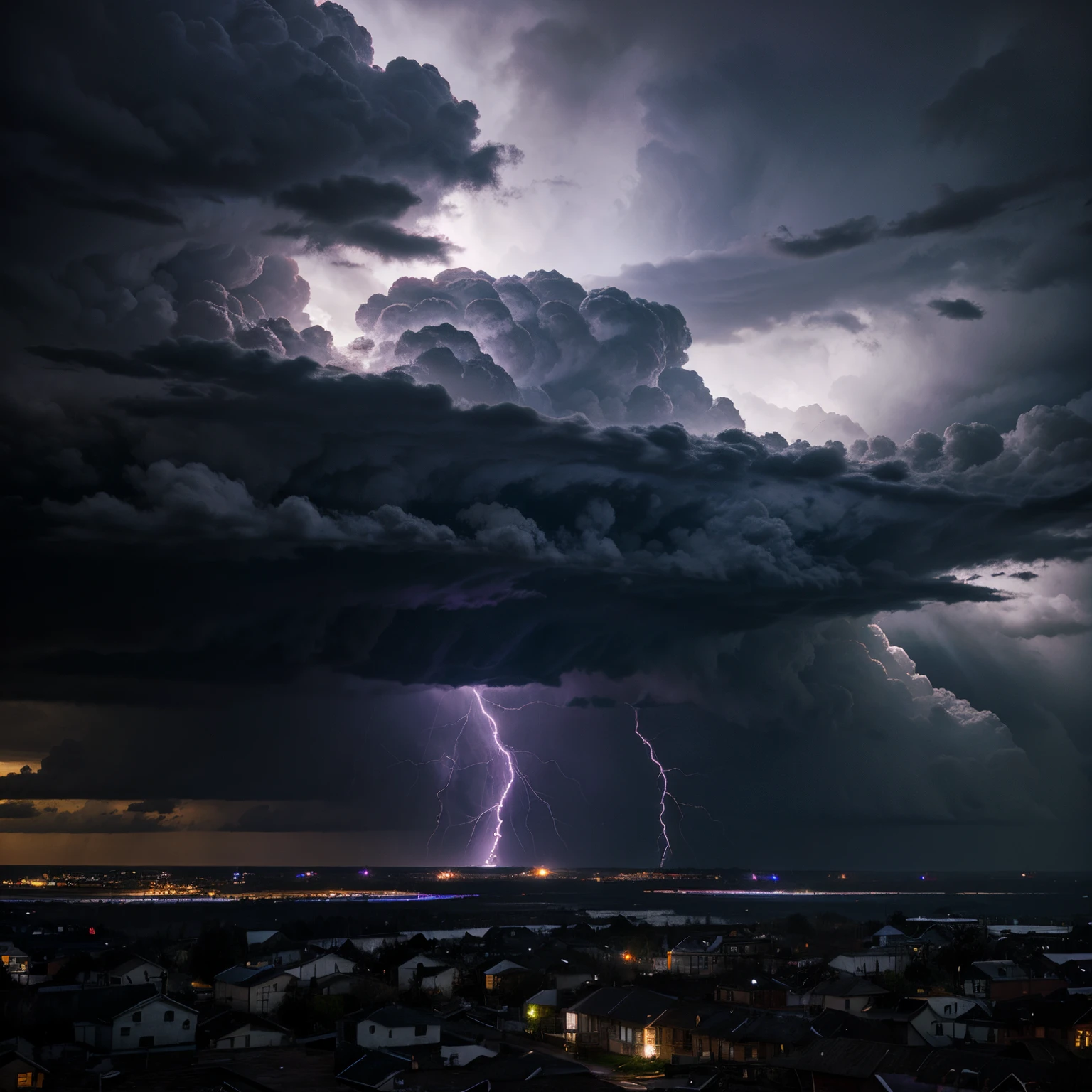 scenery with storm and purple rays