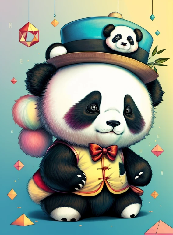 (cute stuffed panda with hat), Munchkin ,Geometric multidimensional wall portrait, livro de arte, Tchibi,
Yang08k, Beautiful, Colouring,
Obras, of the highest quality, best quality, Arte Oficial, Beautiful and Aesthetic,