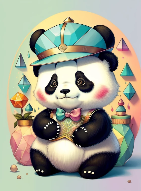 (cute stuffed panda with hat), Munchkin ,Geometric multidimensional wall portrait, livro de arte, Tchibi,
Yang08k, Beautiful, Colouring,
Obras, of the highest quality, best quality, Arte Oficial, Beautiful and Aesthetic,
