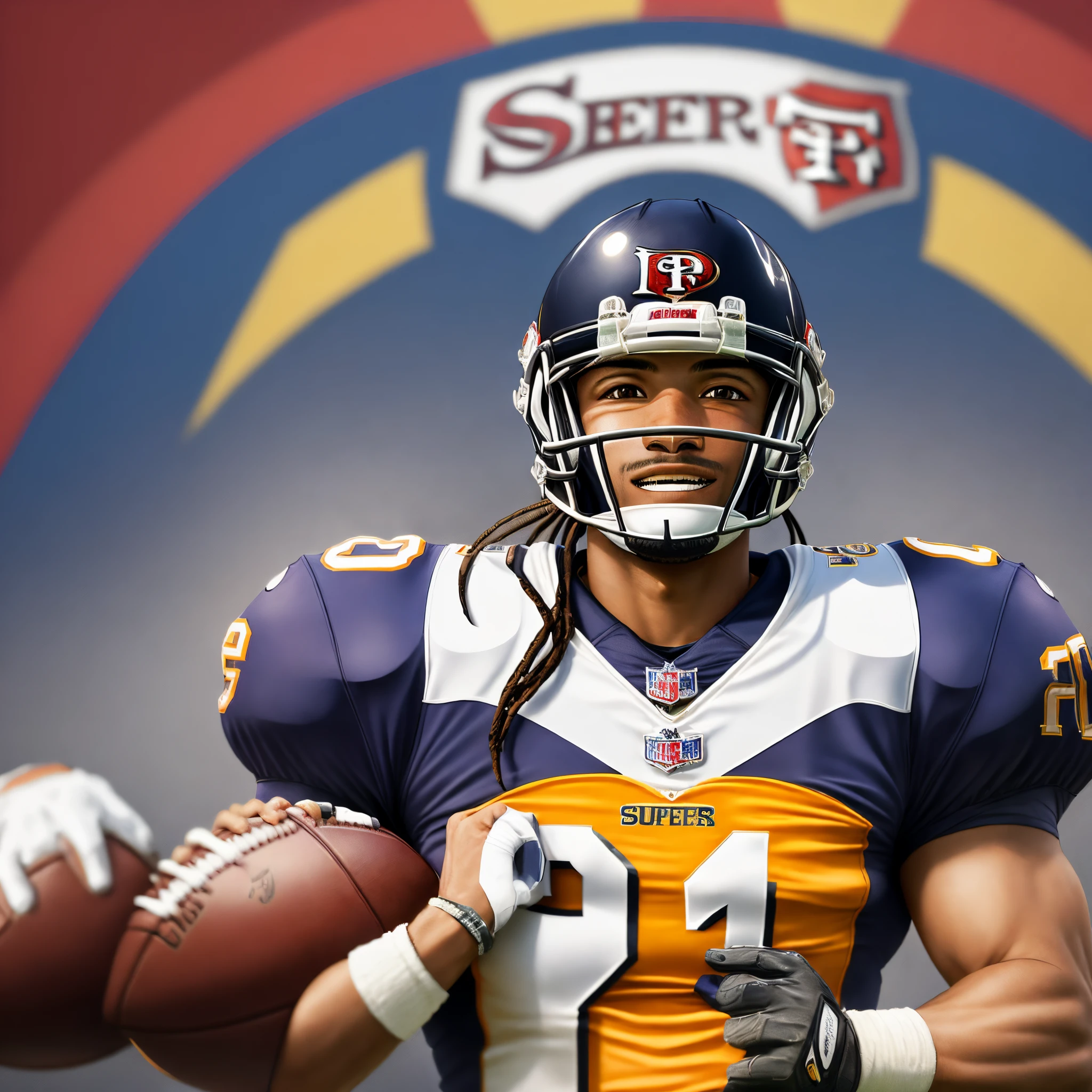 Brazilian wide receiver with a Super Bowl ring with the number 17 jersey of the San Francisco 49ers the name on the back of the jersey is Mello