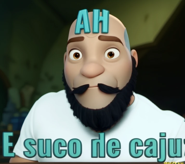 Um homem negro careca em estilo disney pixar, alta qualidade