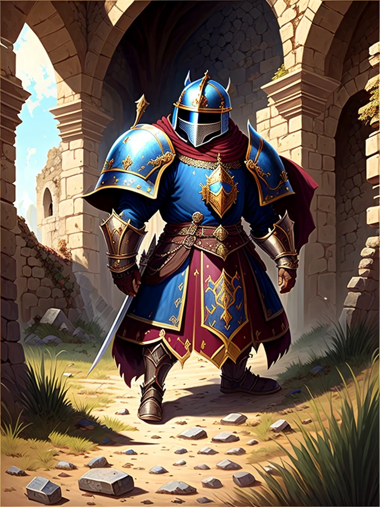 Asmo，The brave，Middle Ages style，abandoned ruins，knight guard