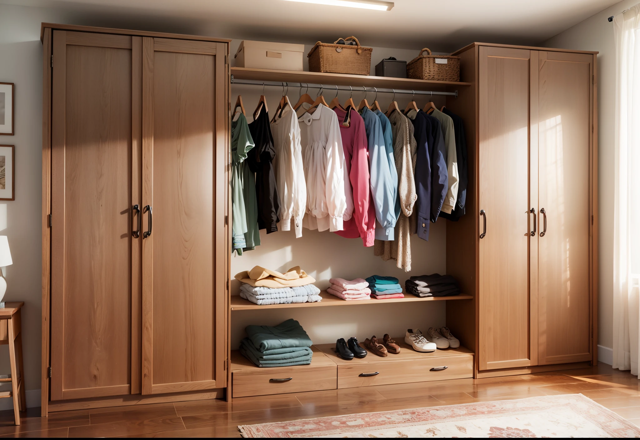 wooden dress room,Divided shelf for clothes,Closet door for dresses,internal lights, --auto --s2