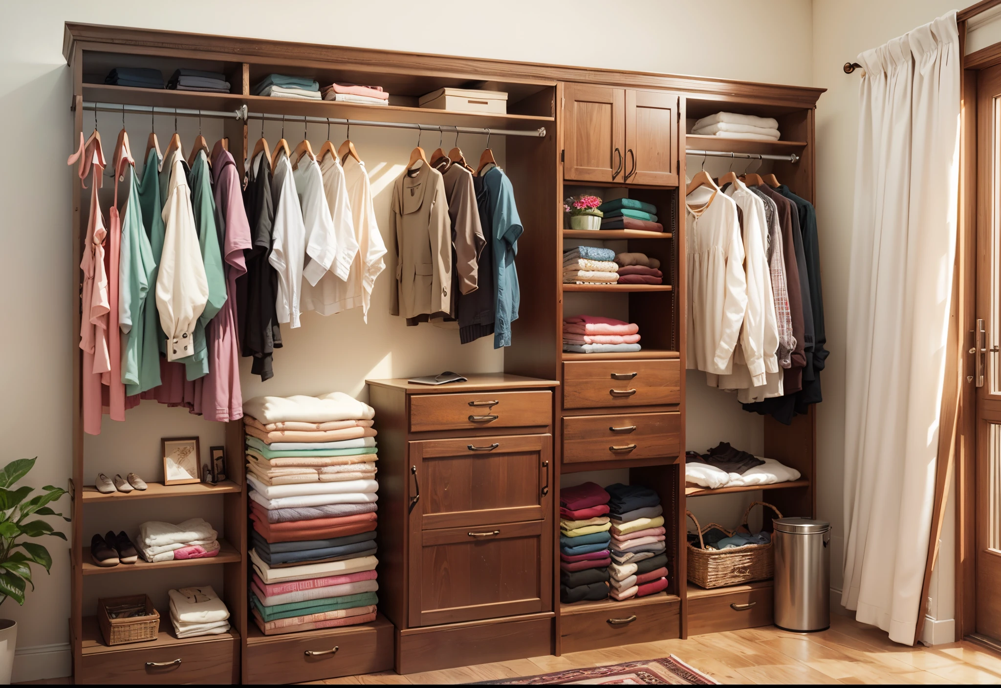 wooden dress room,Divided shelf for clothes,Closet door for dresses,internal lights, --auto --s2