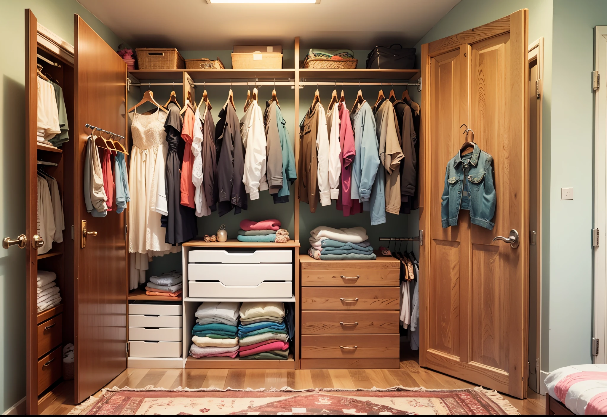 wooden dress room,Divided shelf for clothes,Closet door for dresses,internal lights, --auto --s2