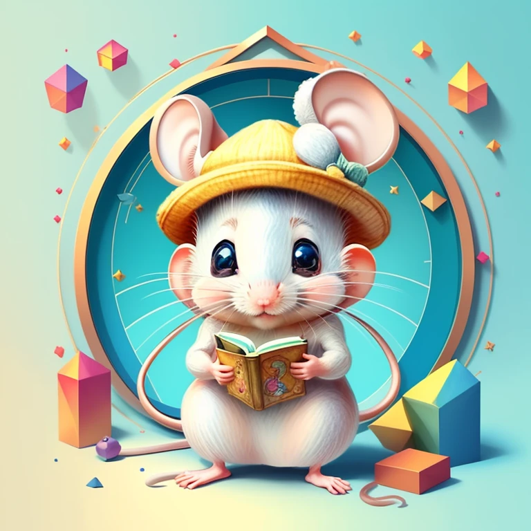 (cute baby mouse with a hat), Munchkin ,Geometric multidimensional wall portrait, livro de arte, Tchibi,
Yang08k, Beautiful, Colouring,
Obras, of the highest quality, best quality, Arte Oficial, Beautiful and Aesthetic,