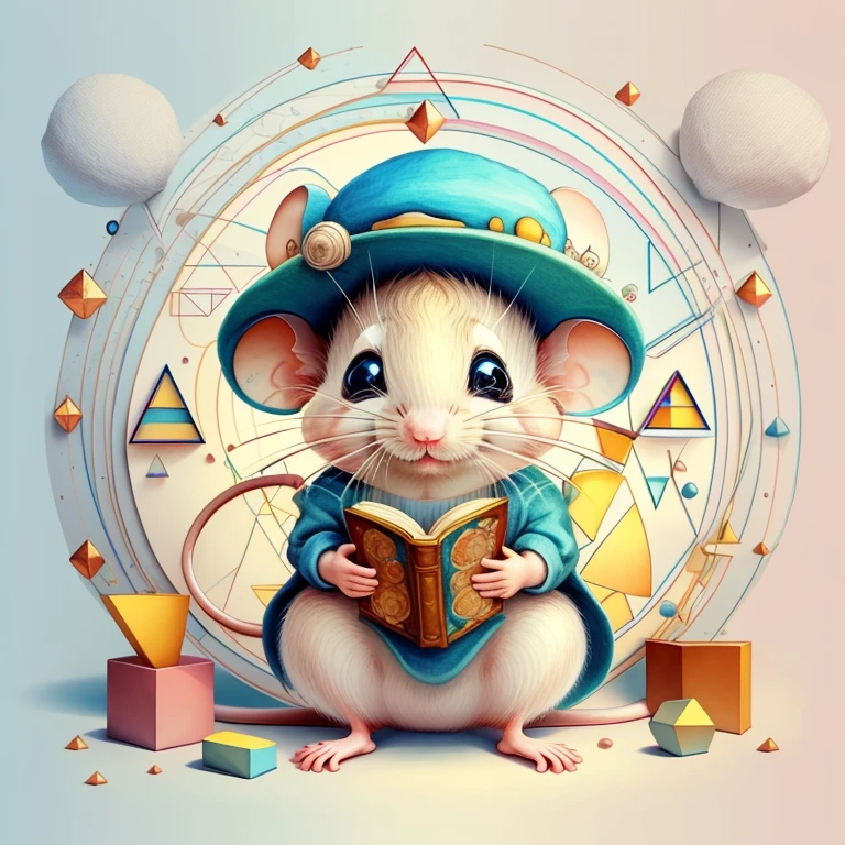 (cute baby mouse with a hat), Munchkin ,Geometric multidimensional wall portrait, livro de arte, Tchibi,
Yang08k, Beautiful, Colouring,
Obras, of the highest quality, best quality, Arte Oficial, Beautiful and Aesthetic,