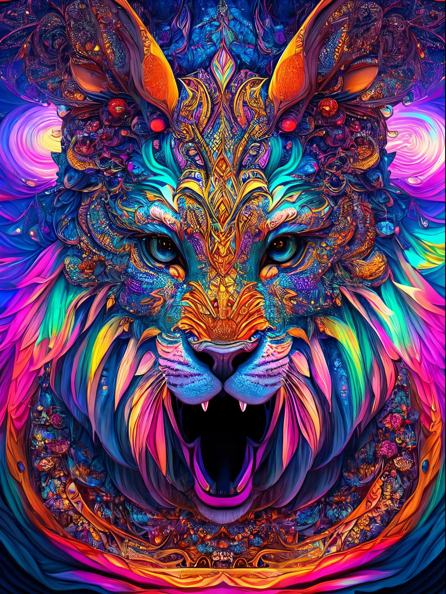 a cute Furry in center in a psychedelic and surreal world, ultra-detailed, with vibrant colors and lighting effects, creating a masterpiece with 8k and 4k resolution. Furry is depicted with intricate details, merging with the surroundings seamlessly. The scene exudes a sense of otherworldly beauty and mystique, combining the ancient Egyptian deity with a contemporary psychedelic aesthetic, creating a visually stunning and mind-altering experience. strong facial expressions"only a big Furry face in center in a psychedelic and surreal spiral world, ultra-detailed, with vibrant colors and lighting effects, creating a masterpiece with 8k and 4k resolution. Furry is depicted with intricate details, merging with the surroundings seamlessly. The scene exudes a sense of otherworldly beauty and mystique, combining the ancient Egyptian deity with a contemporary psychedelic aesthetic, creating a visually stunning and mind-altering experience. strong facial expressions"