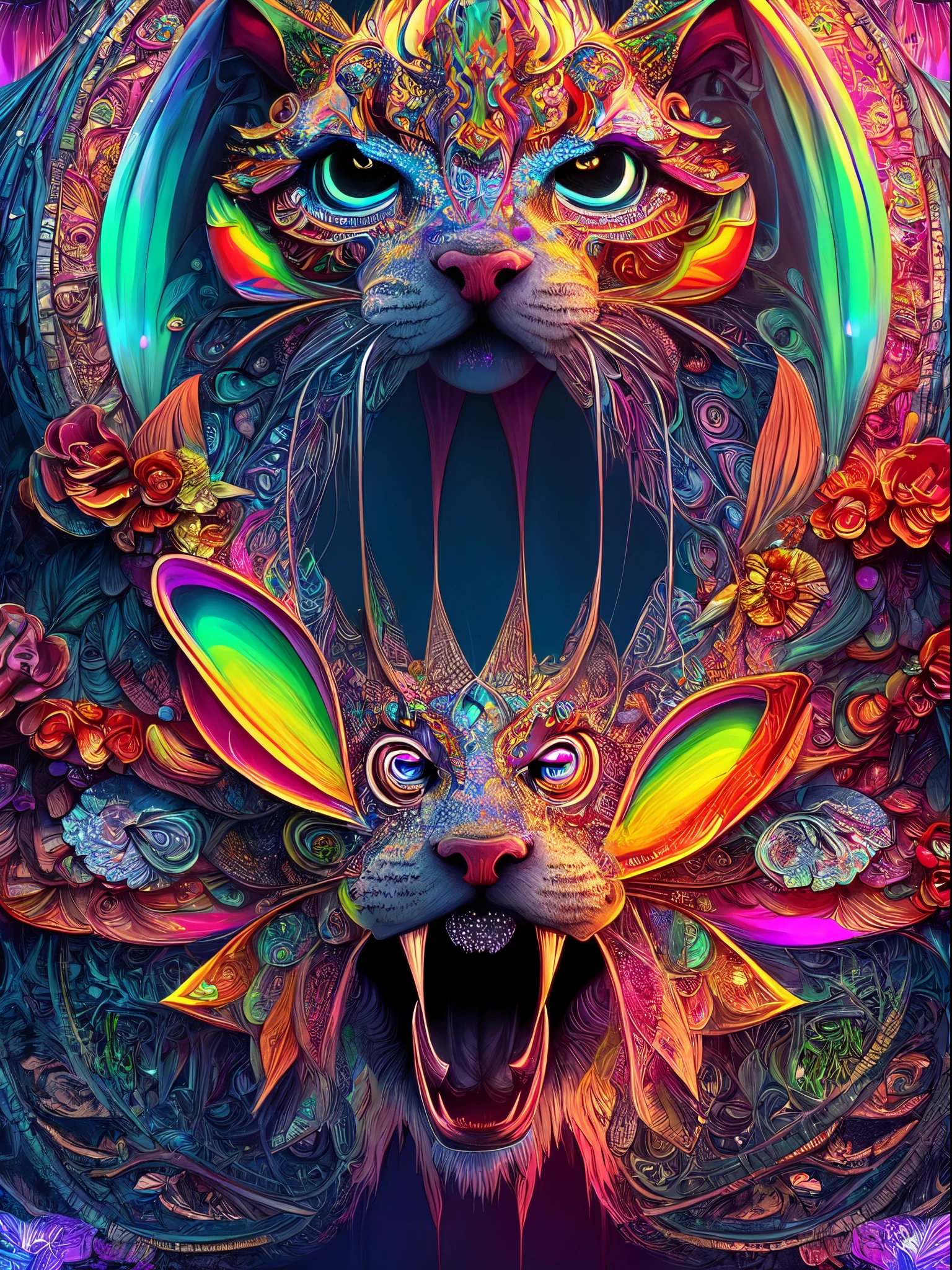 a cute gay Furry in center in a psychedelic and surreal world, ultra-detailed, with vibrant colors and lighting effects, creating a masterpiece with 8k and 4k resolution. Furry is depicted with intricate details, merging with the surroundings seamlessly. The scene exudes a sense of otherworldly beauty and mystique, combining the ancient Egyptian deity with a contemporary psychedelic aesthetic, creating a visually stunning and mind-altering experience. strong facial expressions"only a big Furry face in center in a psychedelic and surreal spiral world, ultra-detailed, with vibrant colors and lighting effects, creating a masterpiece with 8k and 4k resolution. Furry is depicted with intricate details, merging with the surroundings seamlessly. The scene exudes a sense of otherworldly beauty and mystique, combining the ancient Egyptian deity with a contemporary psychedelic aesthetic, creating a visually stunning and mind-altering experience. strong facial expressions"