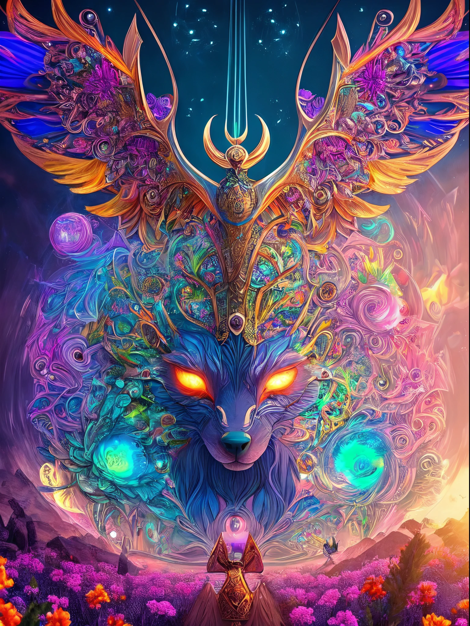 "a cute anime furry in center in a psychedelic and surreal spiral world, ultra-detailed, with vibrant colors and lighting effects, creating a masterpiece with 8k and 4k resolution.anime furry is depicted with intricate details, merging with the surroundings seamlessly. The artwork showcasesanime furry under the influence of LSD, where space and time lose their boundaries. The scene exudes a sense of otherworldly beauty and mystique, combining the ancient stargate Egyptian deity with a contemporary psychedelic aesthetic, creating a visually stunning and mind-altering experience. strong facial expressions"