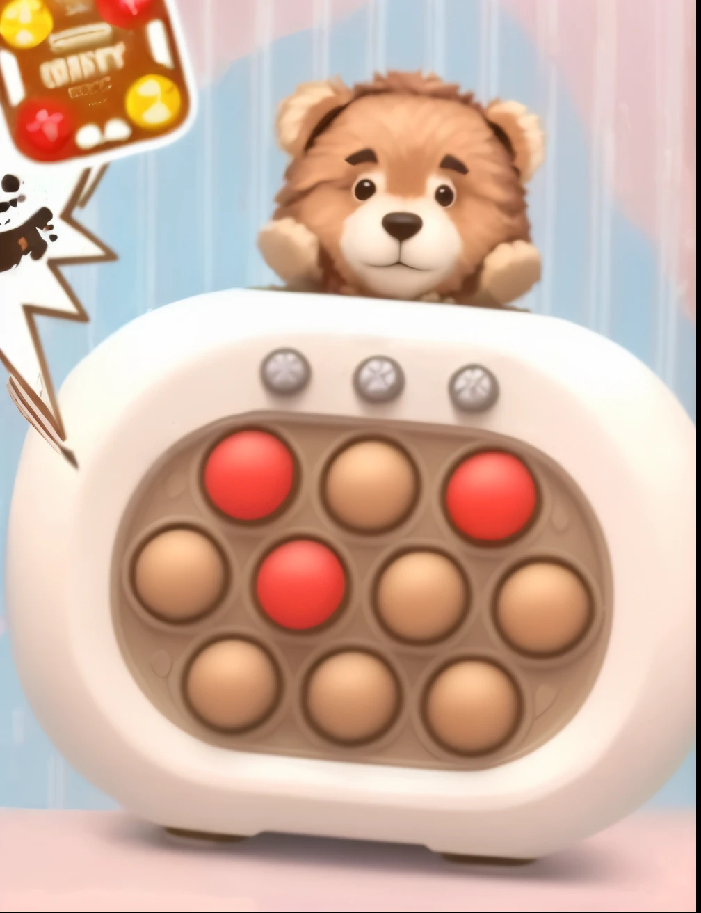 there is a teddy bear sitting on top of a toaster, Mobile Game, brinquedo bonito, pacote de brinquedos, childrens toy, strategy game, design do brinquedo, brinquedo infantil, childrens toy, para o jogo aaa, 3D Icon for mobile game, urso com escamas, jogo casual, 😭 🤧 💔, e 2K Cutecore Clowncore, Jogos, plastic toy