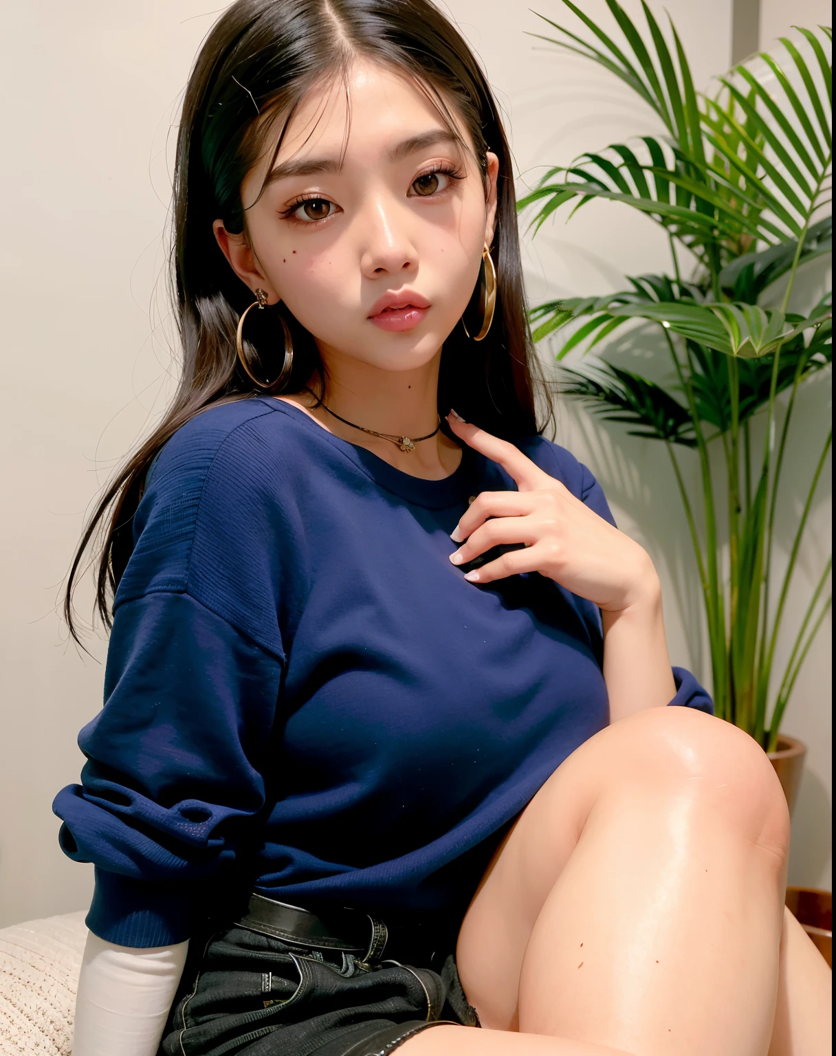 una mujer con cabello corto rubios y las puntas azules, un top negro, Chica coreana, Jennie Blackpink, cabello rubio muy, very pale, Hermosa mujer surcoreana, maquillaje popular de Corea del Sur, Wan adorable cara coreana, Maquillaje coreano popular, extremely pale blond hair, Rasgos de la cara coreana, Korean symmetrical face, Beautiful aesthetic face, pale round face, Su cabello es blanco, ulzzang