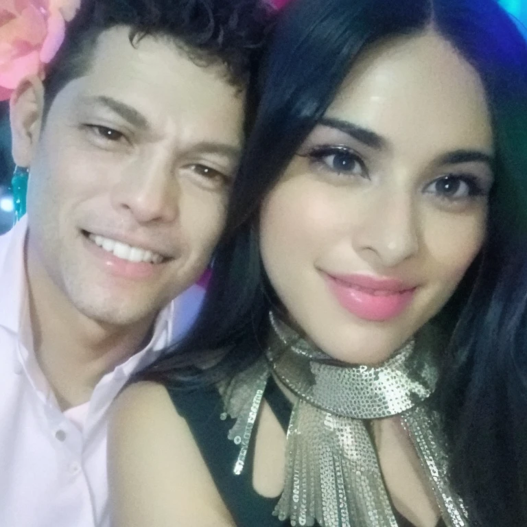 Hay un hombre y una mujer posando para una foto, alanis guillen, 30-year-old woman from cuba, 1614572159, Imagen de perfil, Tomada en club nocturno, pareja, Pareja feliz, foto de perfil, Carga de alta calidad, imagen de muy muy muy baja calidad, Foto de perfil, Karla Ortiz