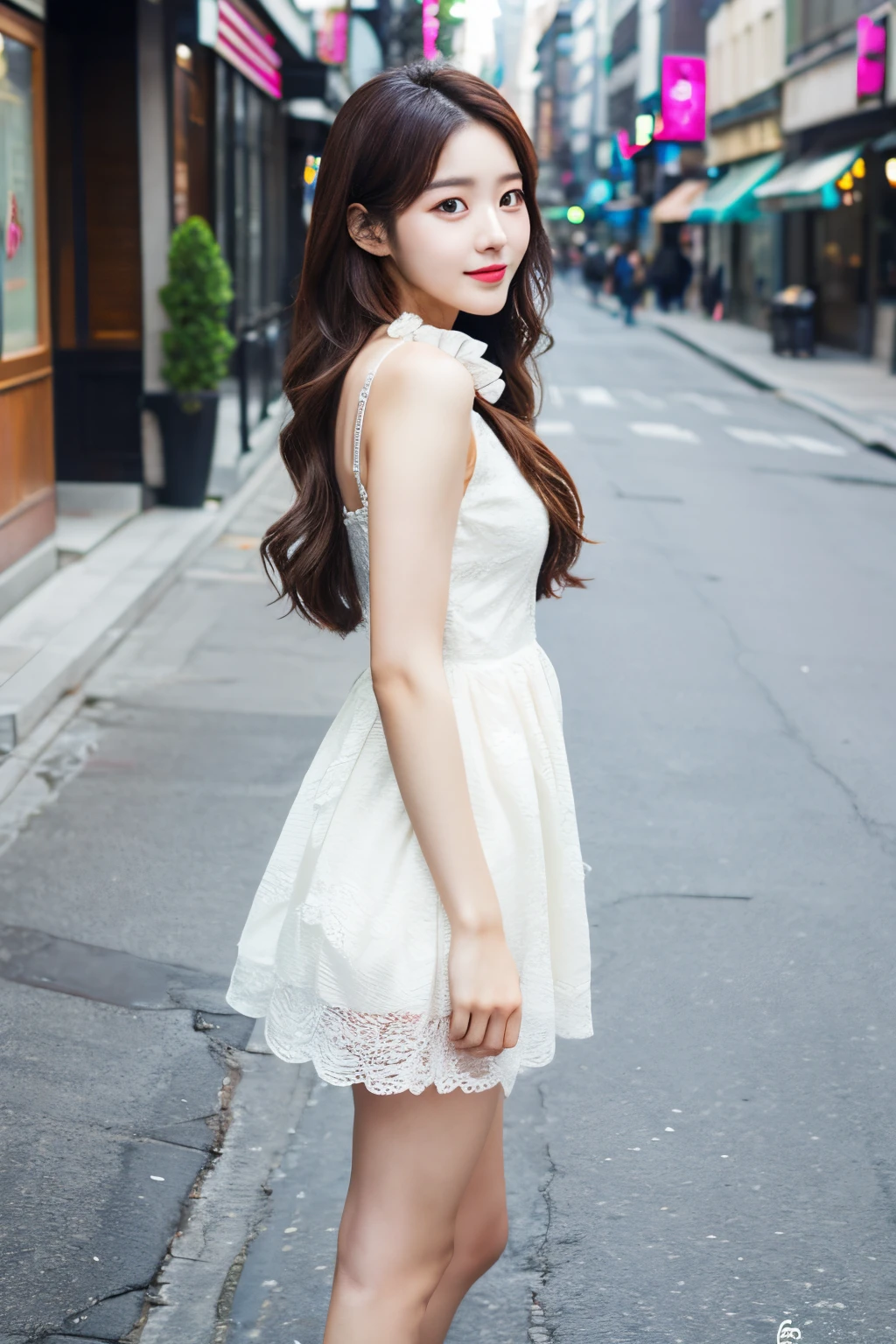 a beautiful, 25-year-old Korean girl, with a beautiful, realistic and feminine face, dressed in a way characteristic for Korean fashion, upper body shot