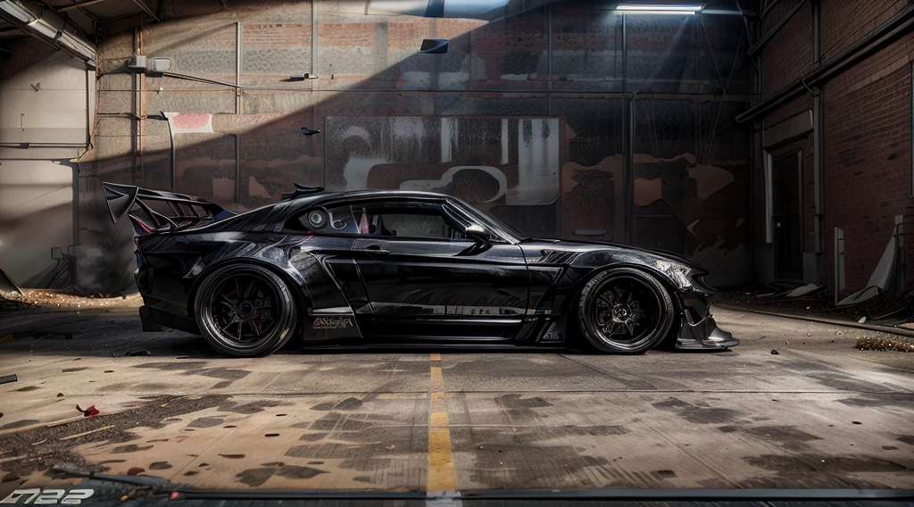 Supercar concept art((pink and black paintwork)), LB-Silhouette WORKS body kit, Forza horizon, gran Turismo aesthetic, trending on artstation, cgsociety, side angle shot, custom design build, cinematic composition, shipping yard background, HDR studio light, sharp details, crisp, accurate, meticulous, assaul vehicle, military grade, 3ds max, corona render, sharp, focus, menacing look, large rear spoiler, high performance enhanced exhaust system, ((liberty walk body kit)); photo realistic, insanely detailed, ray tracing, subsurface scattering 8k, ((parked in an abandoned warehouse, derelict and lifeless space)), directional lighting, hazy and atmospheric, ominous, stealth built, highly detailed racing interior, urban light night LUT