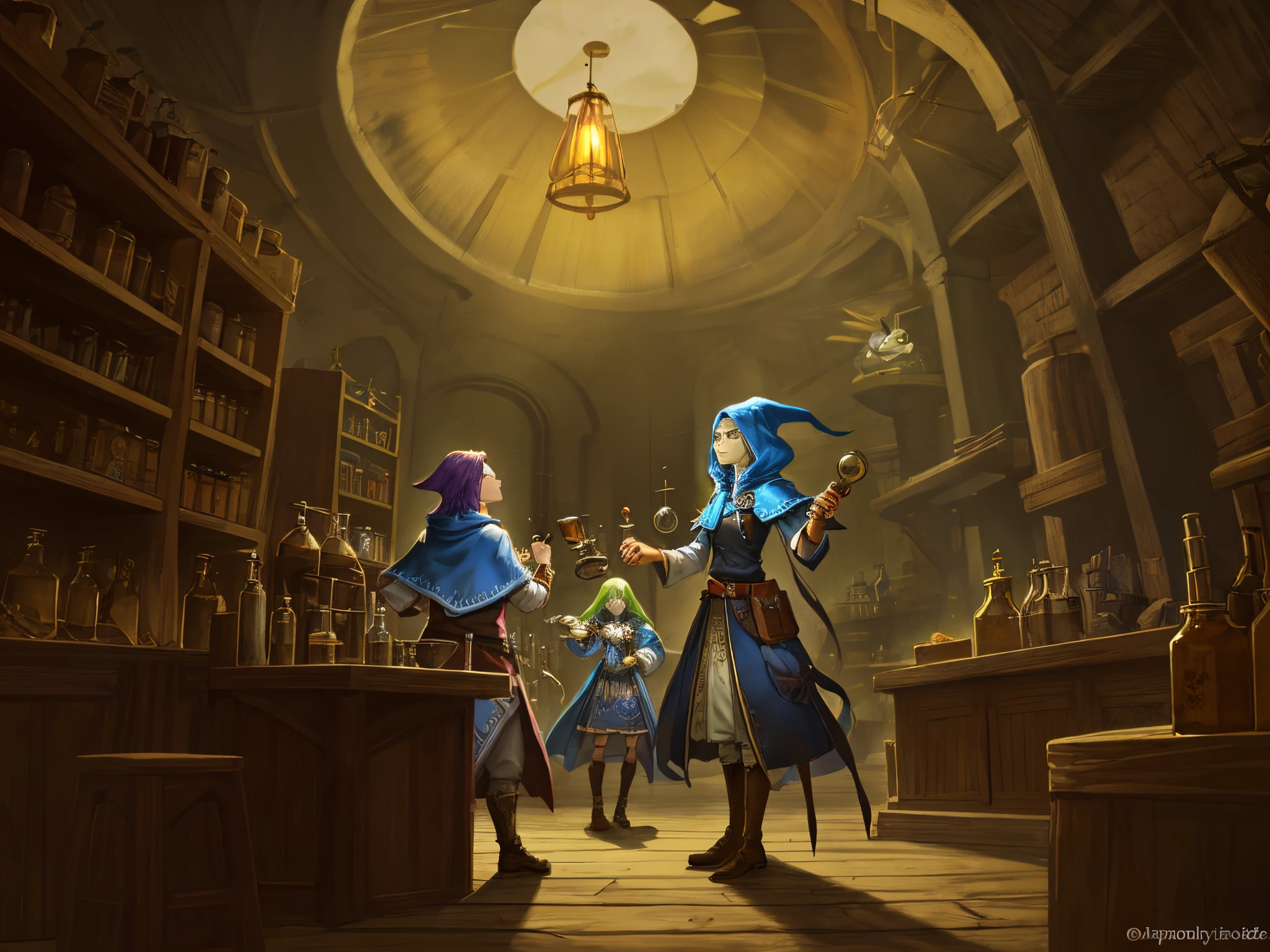 Wizard brewing potions