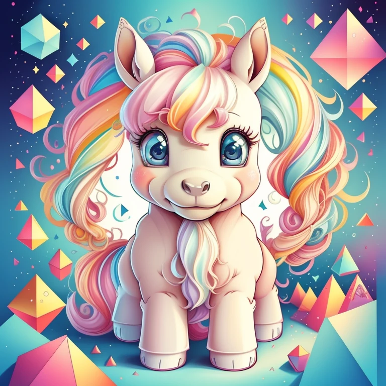 (cute pony), Munchkin ,Geometric multidimensional wall portrait, livro de arte, Tchibi,
Yang08k, Beautiful, Colouring,
Obras, of the highest quality, best quality, Arte Oficial, Beautiful and Aesthetic,