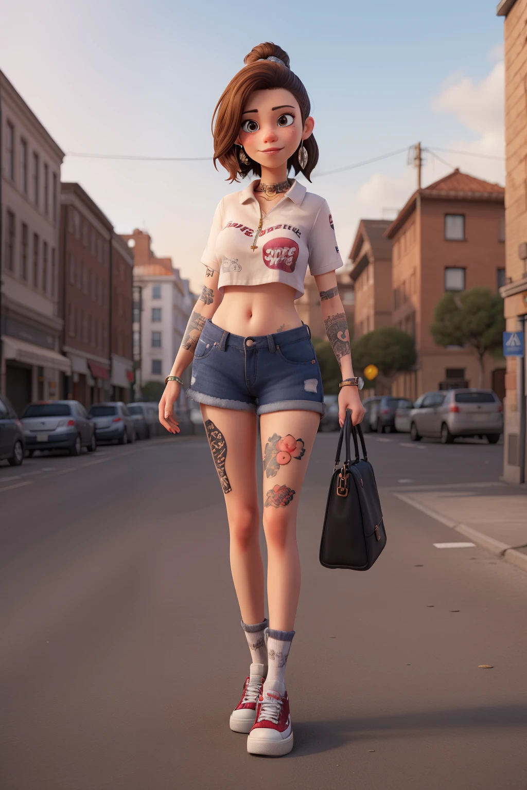 Tattoo Girl the name Paola with shoes of supreme