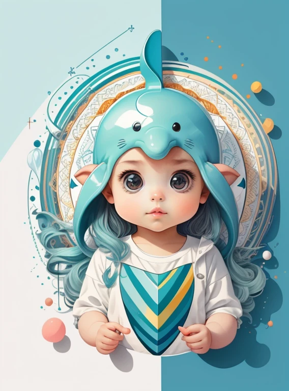 (cute dolphin), Munchkin ,Geometric multidimensional wall portrait, livro de arte, Tchibi,
Yang08k, Beautiful, Colouring,
Obras, of the highest quality, best quality, Arte Oficial, Beautiful and Aesthetic,